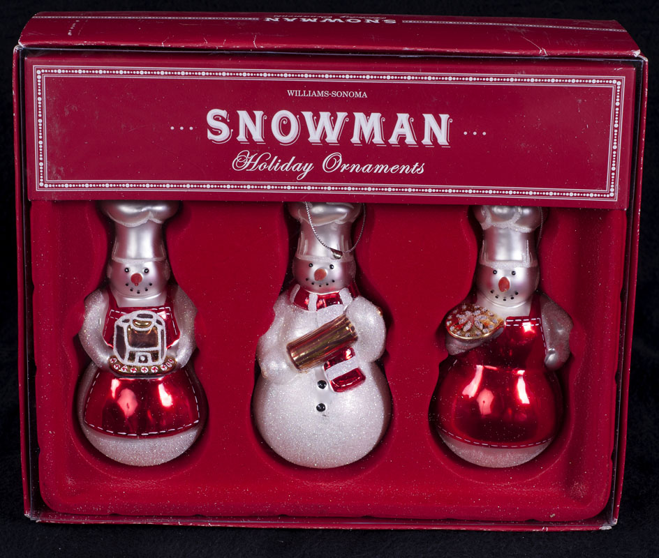 Williams Sonoma Snowman Trio Set of 3 Holiday Christmas Chef Baker